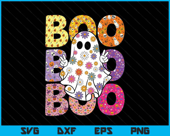 Cute Ghost Floral Boo Halloween Boy Girl Ghost Spooky Season SVG PNG Digital Printable Files