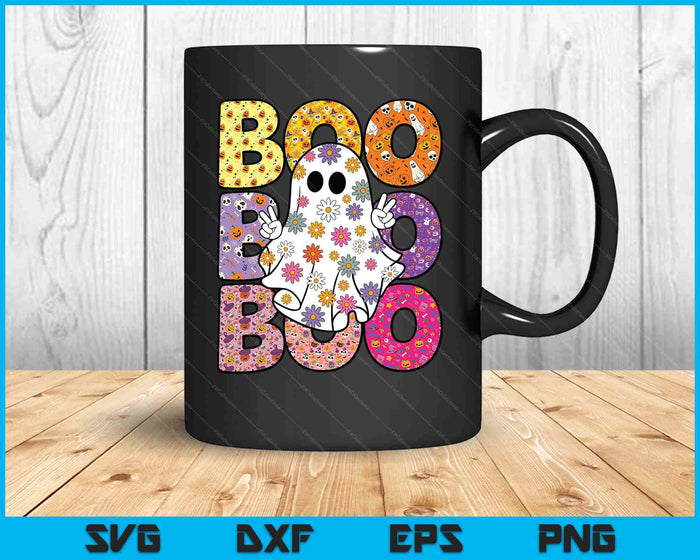 Cute Ghost Floral Boo Halloween Boy Girl Ghost Spooky Season SVG PNG Digital Printable Files