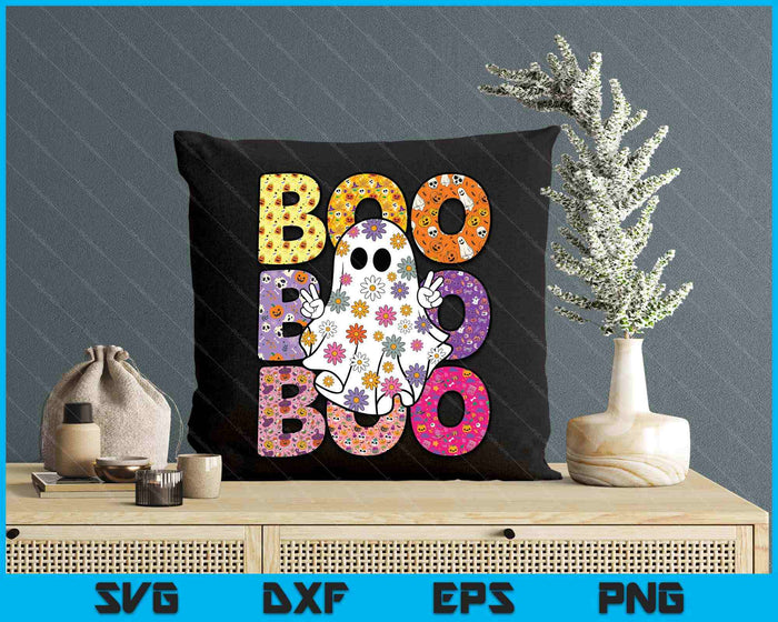 Cute Ghost Floral Boo Halloween Boy Girl Ghost Spooky Season SVG PNG Digital Printable Files