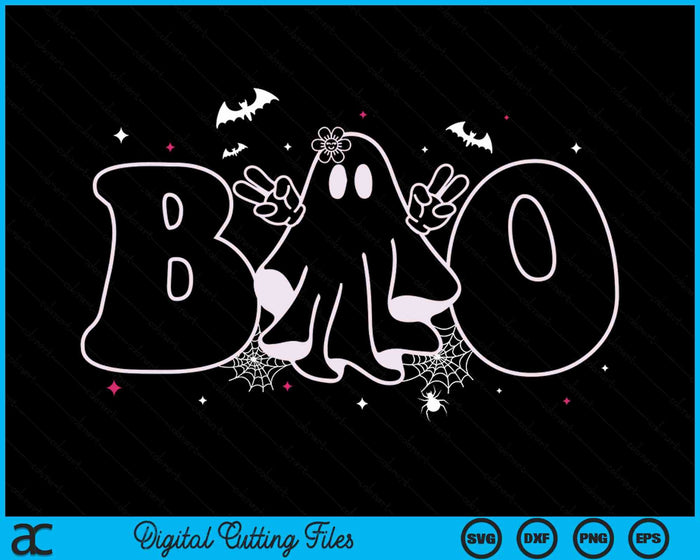 Cute Ghost Floral Boo Halloween Ghost Spooky Season SVG PNG Digital Cutting Files