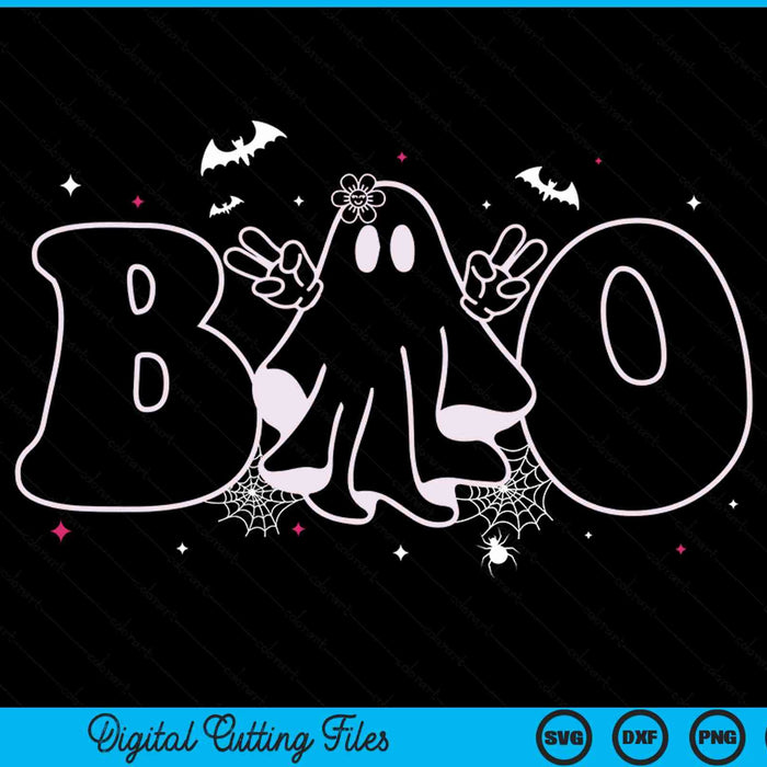 Cute ghost floral boo Halloween ghost spooky season SVG cut file