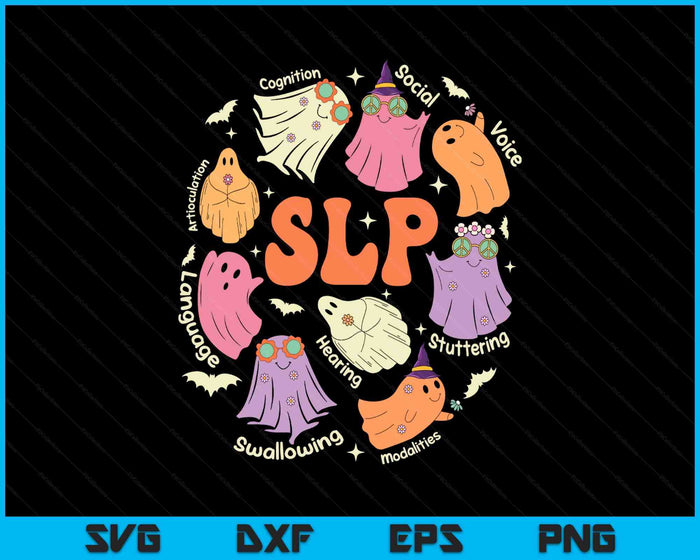 Cute Ghost Friends Halloween AAC SLP Squad Speech SVG PNG Digital Printable Files