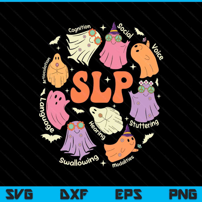 Cute Ghost Friends Halloween AAC SLP Squad Speech SVG PNG Digital Printable Files