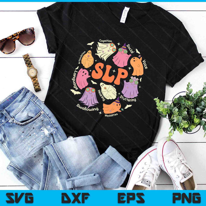 Cute Ghost Friends Halloween AAC SLP Squad Speech SVG PNG Digital Printable Files