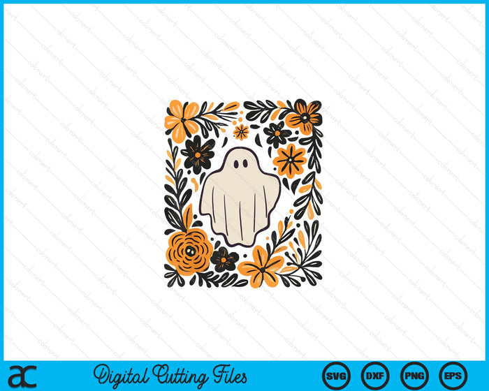Cute Ghost Wildflower Spooky Season Halloween Trick Or Treat SVG PNG Digital Printable Files