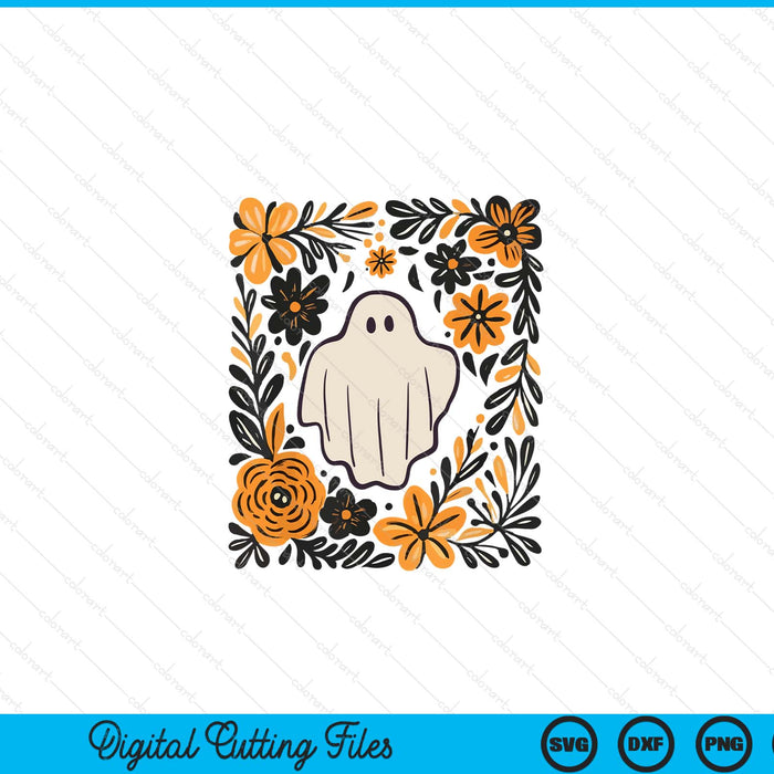 Cute Ghost Wildflower Spooky Season Halloween Trick Or Treat SVG PNG Digital Printable Files