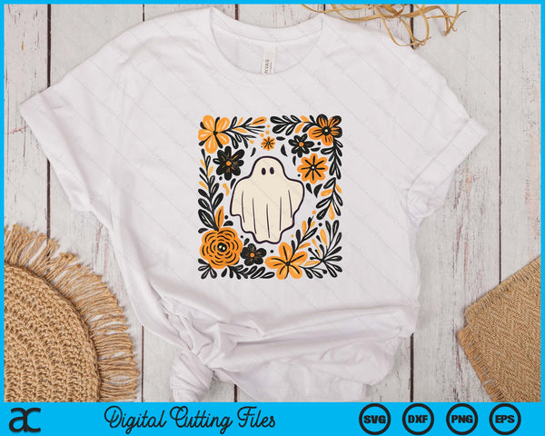 Cute Ghost Wildflower Spooky Season Halloween Trick Or Treat SVG PNG Digital Printable Files