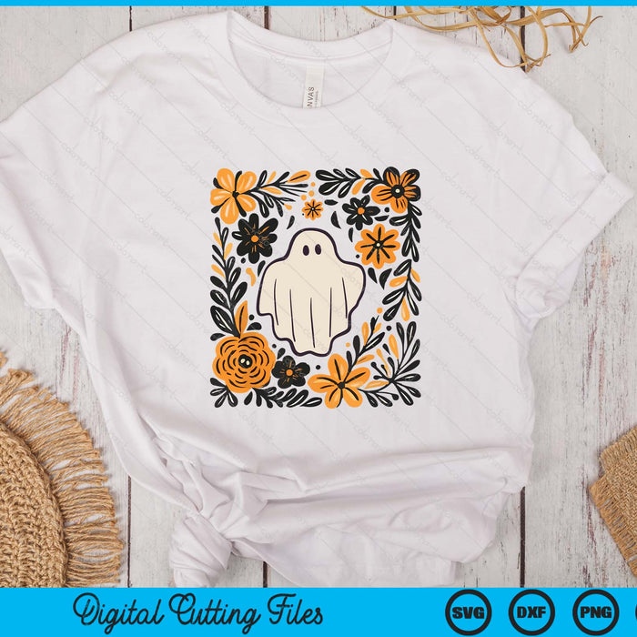 Cute Ghost Wildflower Spooky Season Halloween Trick Or Treat SVG PNG Digital Printable Files
