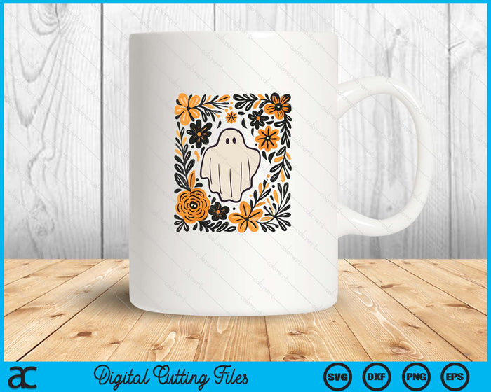 Cute Ghost Wildflower Spooky Season Halloween Trick Or Treat SVG PNG Digital Printable Files