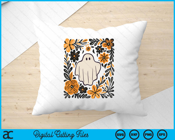 Cute Ghost Wildflower Spooky Season Halloween Trick Or Treat SVG PNG Digital Printable Files