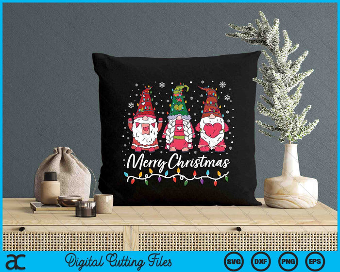 Cute Gnomes Merry Christmas Light Family Gnome Xmas Matching SVG PNG Digital Printable Files