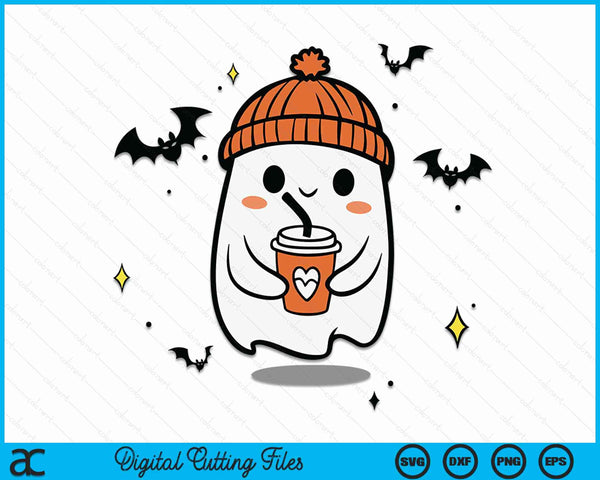 Cute Halloween Ghost Coffee SVG PNG Digital Cutting Files