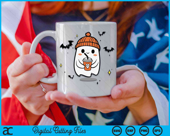 Cute Halloween Ghost Coffee SVG PNG Digital Cutting Files