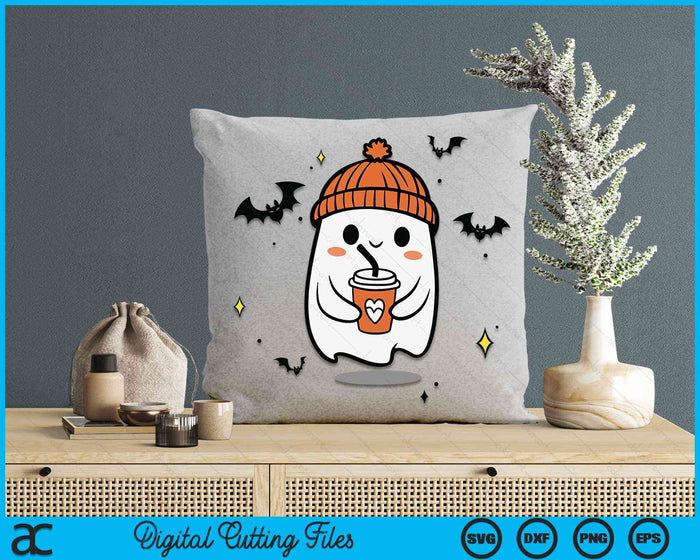 Cute Halloween Ghost Coffee SVG PNG Digital Cutting Files