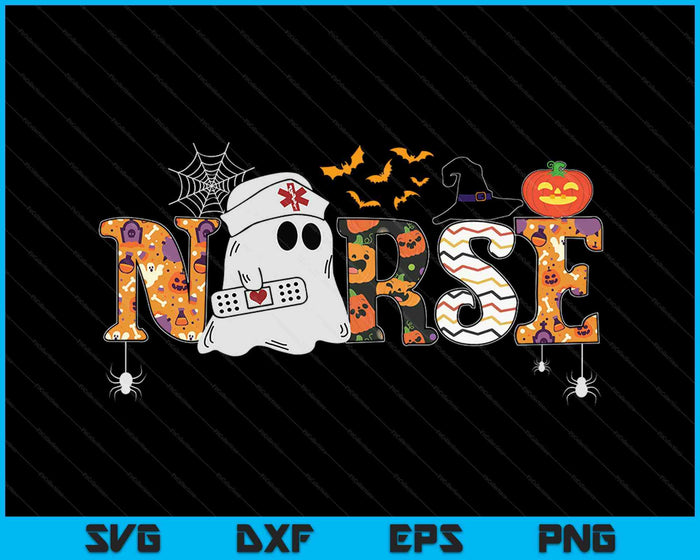 Leuke Halloween verpleegkunde Zombie Halloween patroon SVG PNG digitale snijbestanden