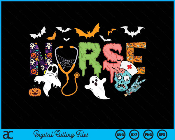 Linda camisa de enfermera de Halloween Enfermería Zombie SVG PNG Cortando archivos imprimibles