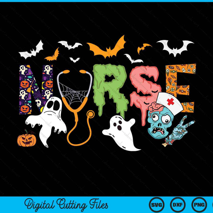 Cute Halloween Nurse Shirt Nursing Zombie SVG PNG Cutting Printable Files