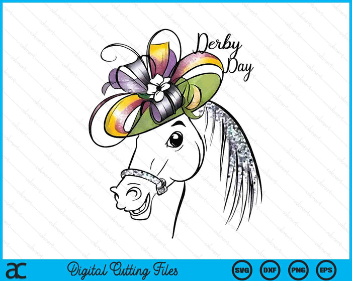 Cute Horse 150th Derby Day 2024 Horse Racing Fascinator Hat SVG PNG Digital Printable Files