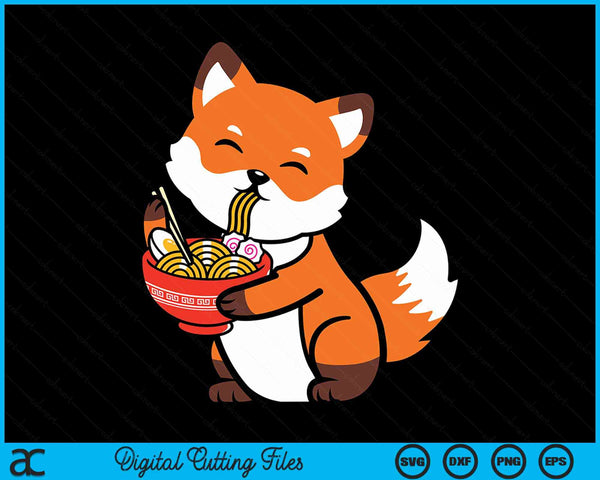 Cute Japanese Anime Kawaii Fox Eating Ramen SVG PNG Digital Cutting Files