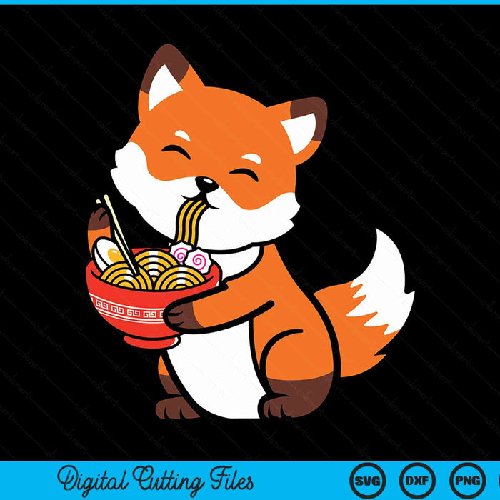Cute Japanese Anime Kawaii Fox Eating Ramen SVG PNG Digital Cutting Files