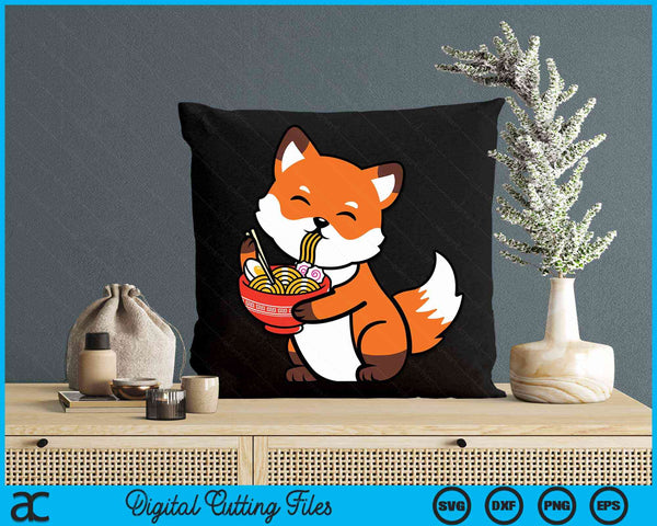 Cute Japanese Anime Kawaii Fox Eating Ramen SVG PNG Digital Cutting Files