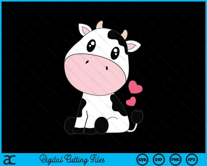 Schattig Kawaii koe print zwart witte koe dierlijke SVG PNG digitale snijbestanden