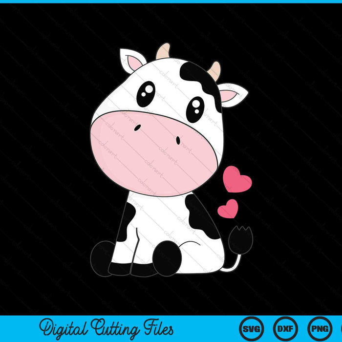Cute Kawaii Cow Print Black White Cow Animal SVG PNG Digital Cutting Files