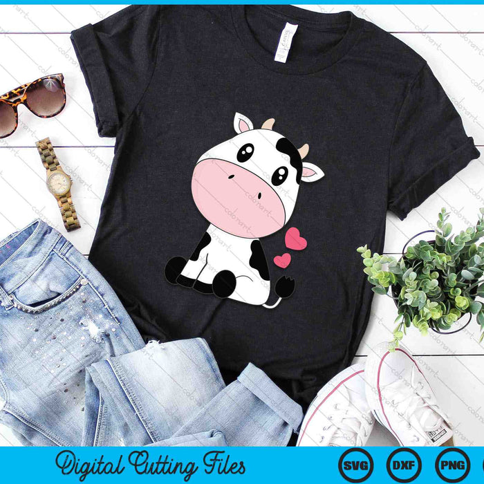 Cute Kawaii Cow Print Black White Cow Animal SVG PNG Digital Cutting Files