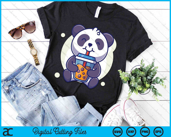 Cute Kawaii Panda Drinks Boba Bubble Tea Kawaii Aesthetic SVG PNG Digital Printable Files