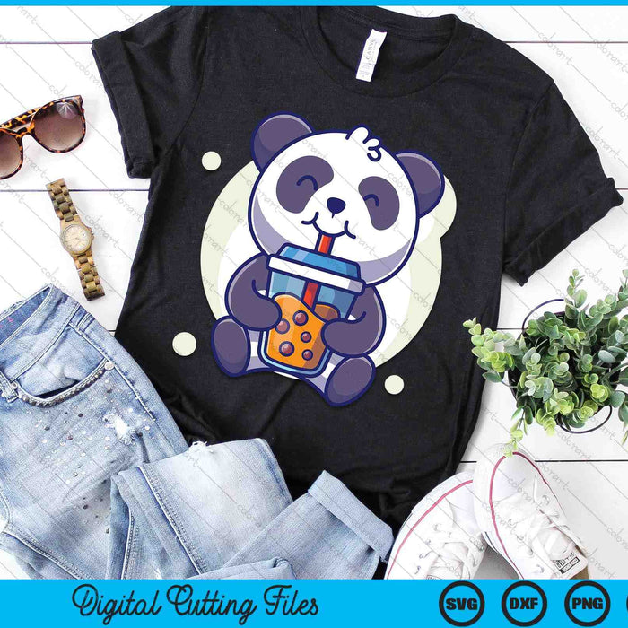 Cute Kawaii Panda Drinks Boba Bubble Tea Kawaii Aesthetic SVG PNG Digital Printable Files
