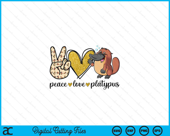 Cute Kawaii Peace Love Platypus Lover SVG PNG Digital Printable Files