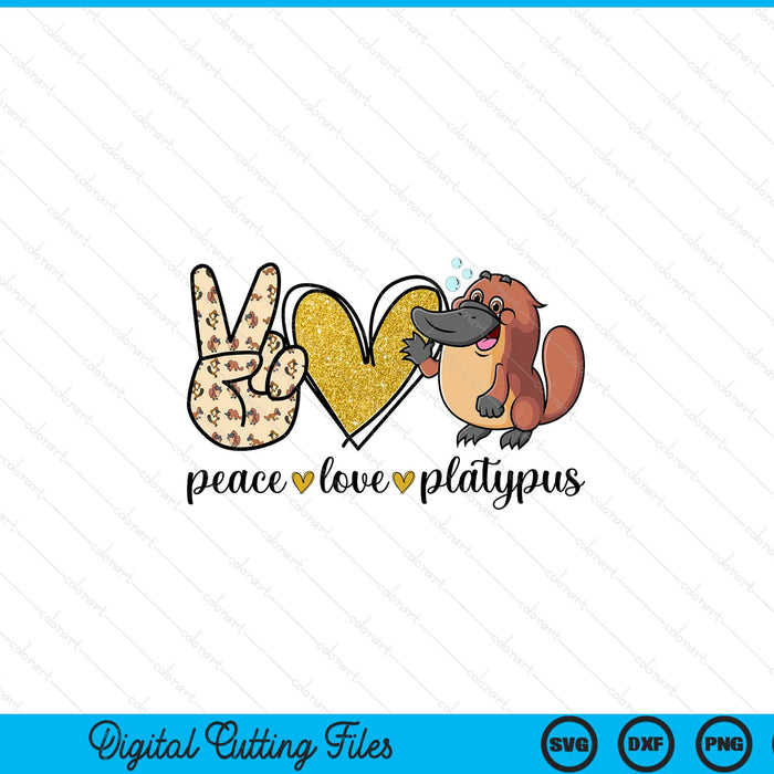 Cute Kawaii Peace Love Platypus Lover SVG PNG Digital Printable Files