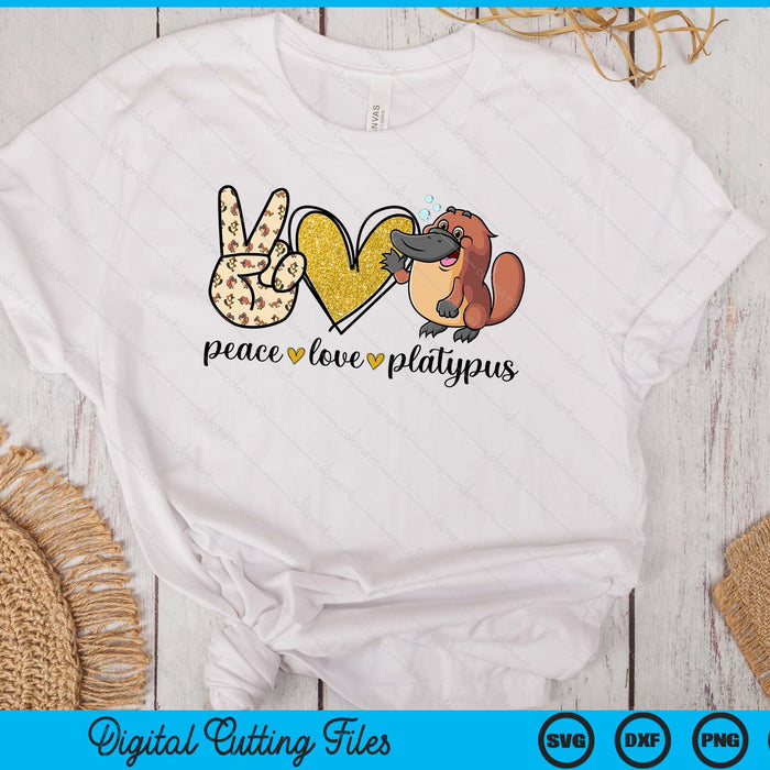 Cute Kawaii Peace Love Platypus Lover SVG PNG Digital Printable Files