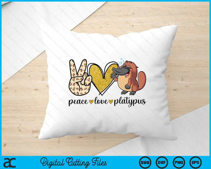 Cute Kawaii Peace Love Platypus Lover SVG PNG Digital Printable Files