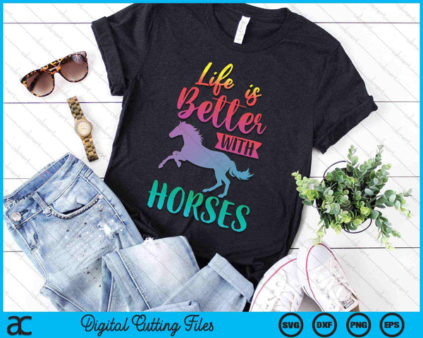 La vida linda es mejor con caballos montar a caballo SVG PNG archivos de corte digital