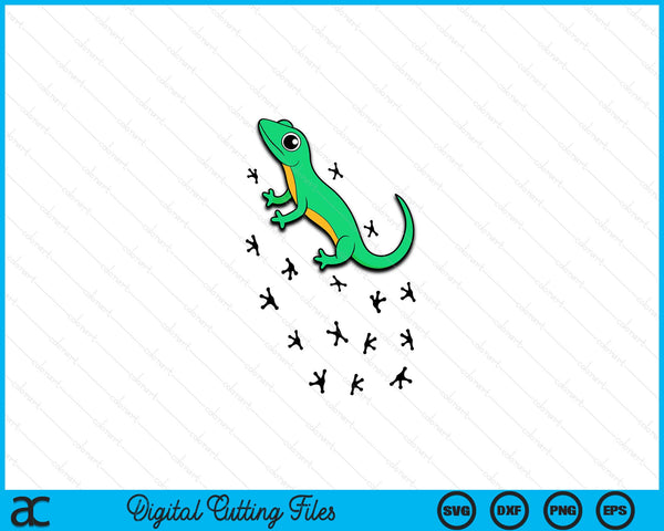 Cute Lizard Reptile With Tracks Climbing Gecko SVG PNG Digital Cutting Files