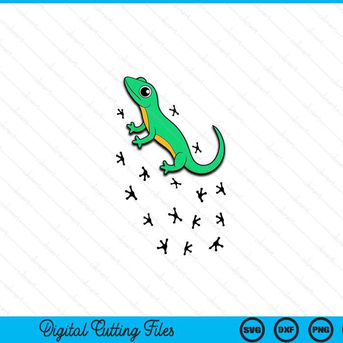 Cute lizard reptile with tracks climbing gecko SVG PNG cut file for Cricut