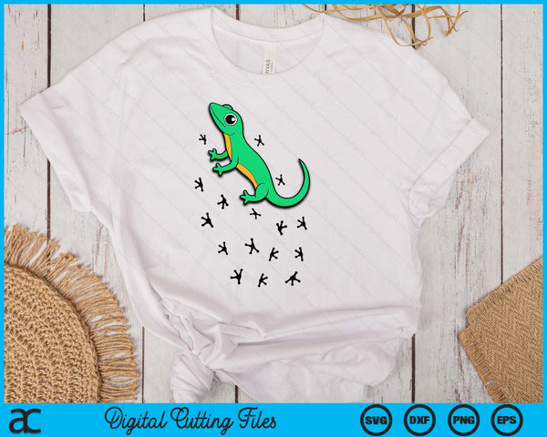 Cute Lizard Reptile With Tracks Climbing Gecko SVG PNG Digital Cutting Files