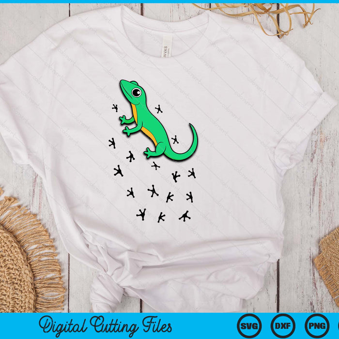 Cute Lizard Reptile With Tracks Climbing Gecko SVG PNG Digital Cutting Files