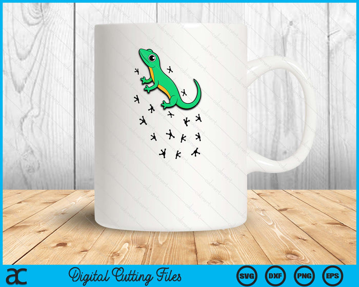 Cute Lizard Reptile With Tracks Climbing Gecko SVG PNG Digital Cutting Files