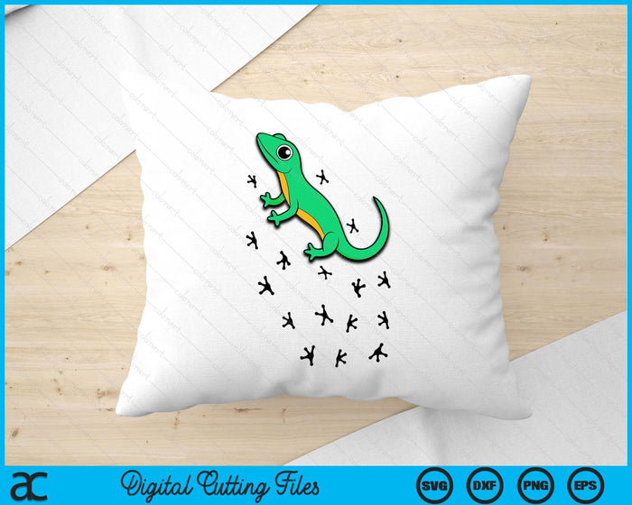 Cute Lizard Reptile With Tracks Climbing Gecko SVG PNG Digital Cutting Files