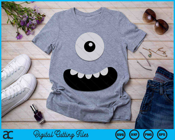 Cute One Eyed Monster Face Costume Halloween SVG PNG Digital Cutting Files