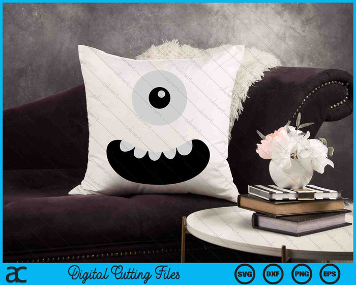 Schattig One Eyed Monster gezicht kostuum Halloween SVG PNG digitale snijbestanden