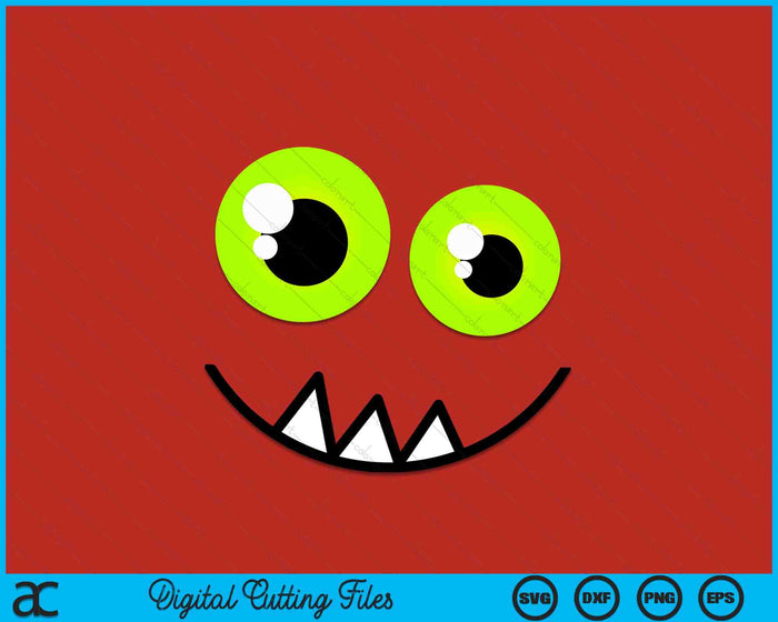 Cute One Eyed Monster Face Green Eyes Halloween Costume SVG PNG Digital Cutting Files