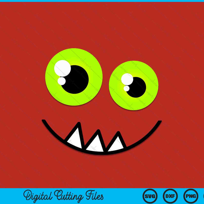 Cute one eyed monster face green eyes Halloween costume SVG cut file