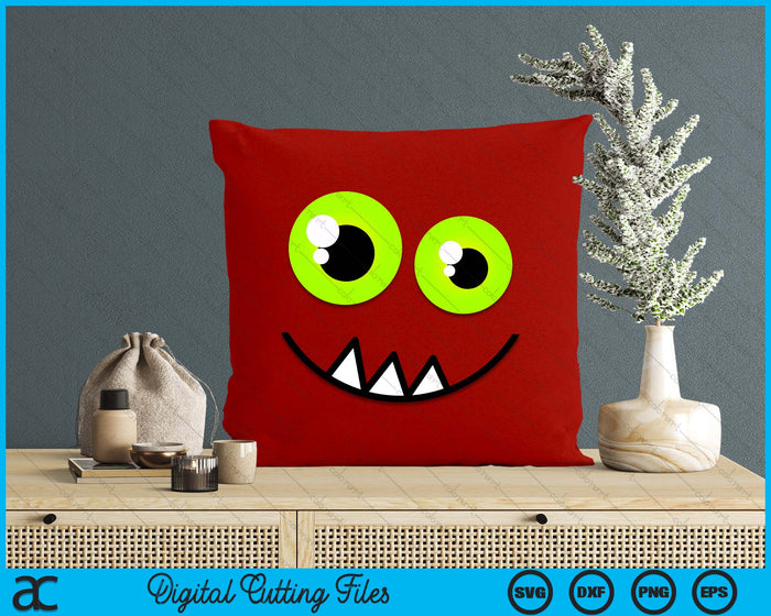 Cute One Eyed Monster Face Green Eyes Halloween Costume SVG PNG Digital Cutting Files