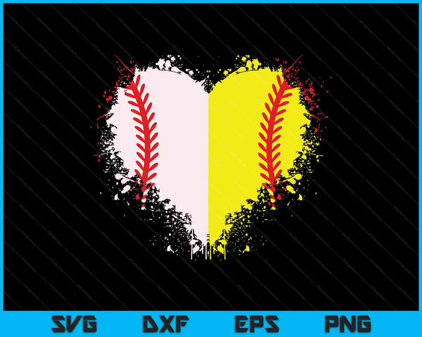 Cute outlined baseball softball heart love SVG cut file