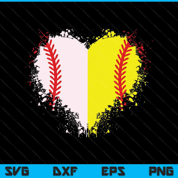 Cute outlined baseball softball heart love SVG cut file