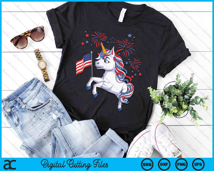 Cute Patriotic Americorn Unicorn Fireworks Girls 4th of July SVG PNG Digital Cutting Files