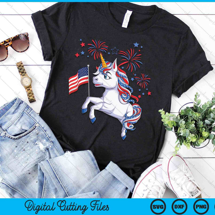 Cute Patriotic Americorn Unicorn Fireworks Girls 4th of July SVG PNG Digital Cutting Files